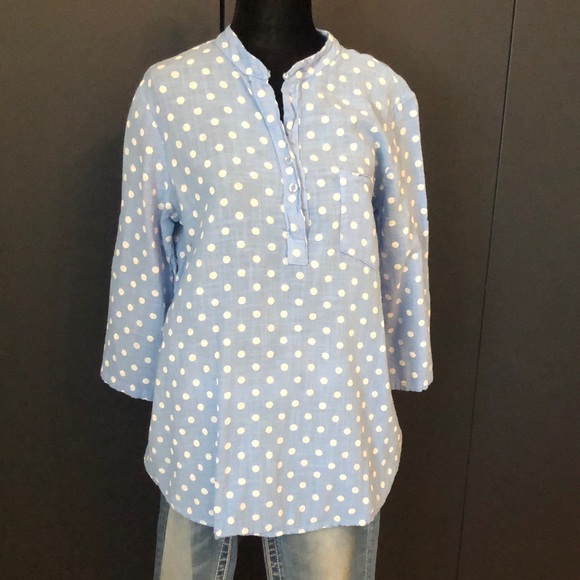 CHARLIE blue/white polka dot top size medium - Picture 2 of 10